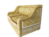 Sofa Custom Salone Sofa In Versace Carre White Fabric and Versace Gold Fabric