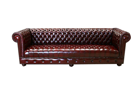 SOFA 3-SEATER SOFA DIAMOND BUTTONED SEAT IN GENUINE LEATHER