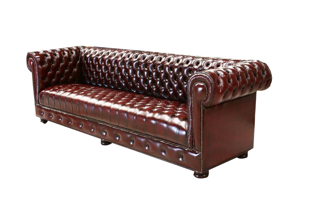 SOFA 3-SEATER SOFA DIAMOND BUTTONED SEAT IN GENUINE LEATHER