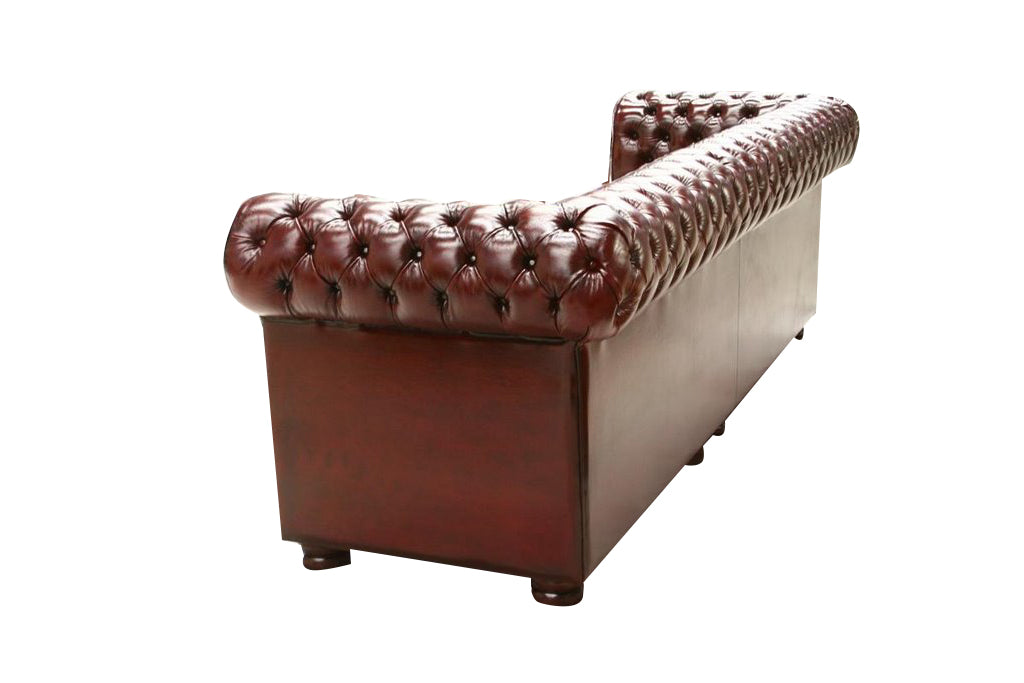 SOFA 3-SEATER SOFA DIAMOND BUTTONED SEAT IN GENUINE LEATHER