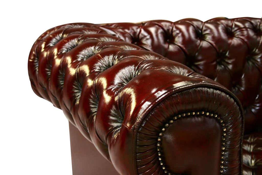 SOFA 3-SEATER SOFA DIAMOND BUTTONED SEAT IN GENUINE LEATHER