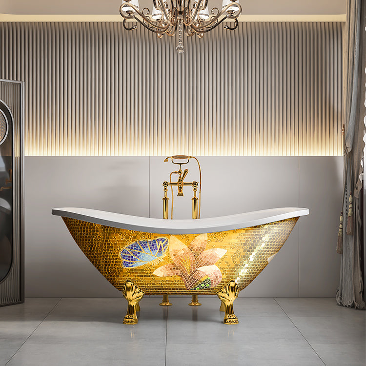 Free Standing Classic Claw Footed Luxury Bathtub In Glass Mosaic