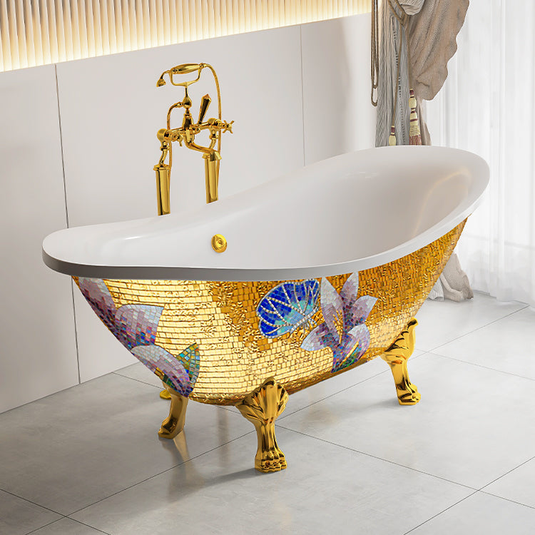 Free Standing Classic Claw Footed Luxury Bathtub In Glass Mosaic