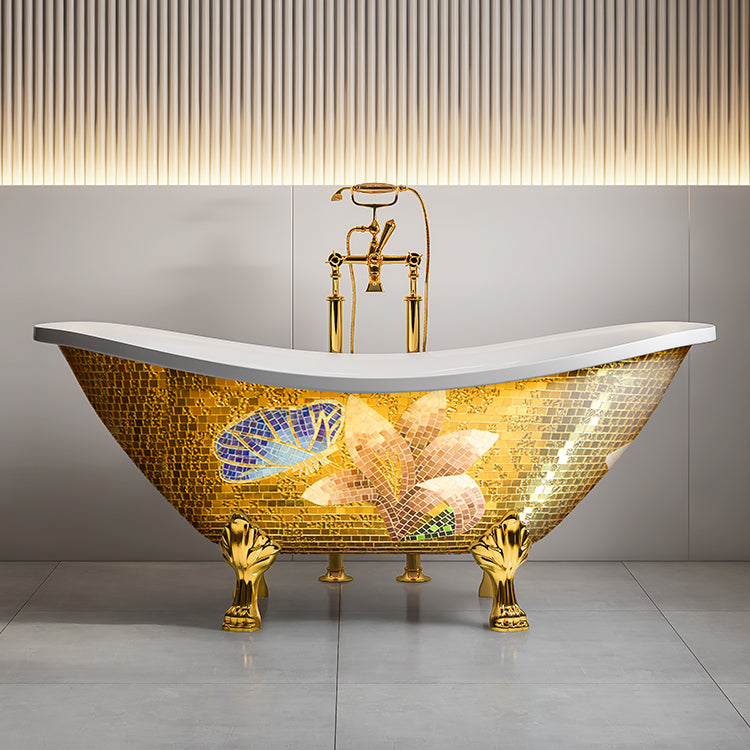 Free Standing Classic Claw Footed Luxury Bathtub In Glass Mosaic