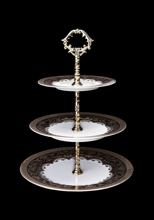 Porcelain Cake Platter Cascade In Empire White Gold