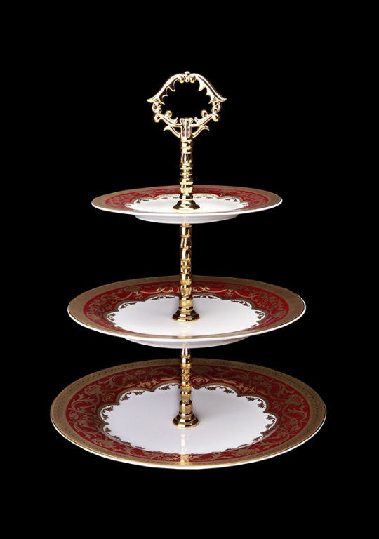 Porcelain Cake Platter Cascade In Empire White Gold