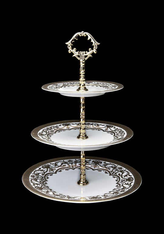 Porcelain Cake Platter Cascade In Empire White Gold