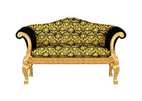 Ram's Head Sofa 2 Seater/Love Seat Covered In Versace Gold Black Vanity Barocco Velvet Fabric 91cm x 170cm x 86cm