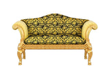 Ram's Head Sofa 2 Seater/Love Seat Covered In Versace Gold Black Vanity Barocco Velvet Fabric 91cm x 170cm x 86cm