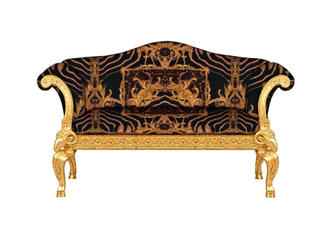 Sofa Ram's Head Love Seat Sofa in Versace Zahara Leopard Fabric