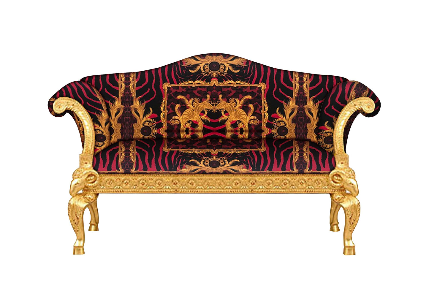 Sofa Ram's Head Love Seat Sofa in Versace Zahara Leopard Fabric