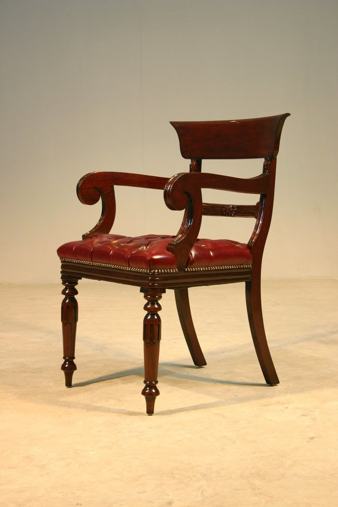 Victorian Armchair Regency Scroll Top Accent Armchair