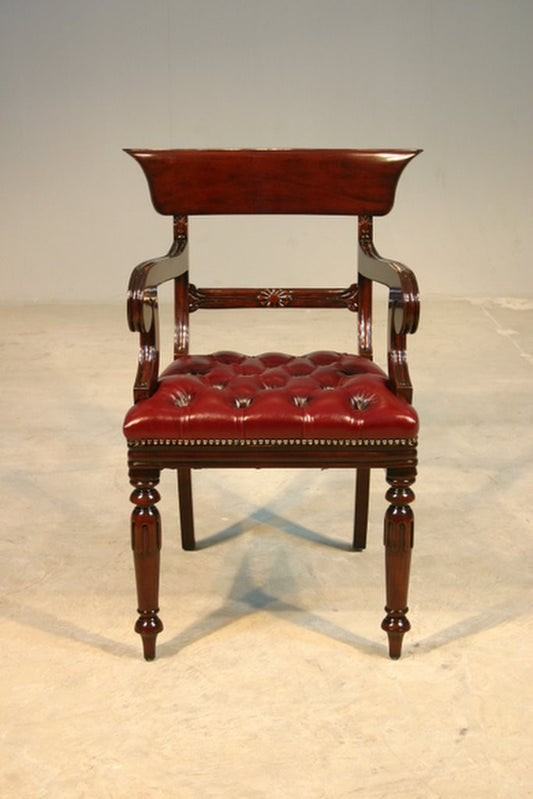 Victorian Armchair Regency Scroll Top Accent Armchair