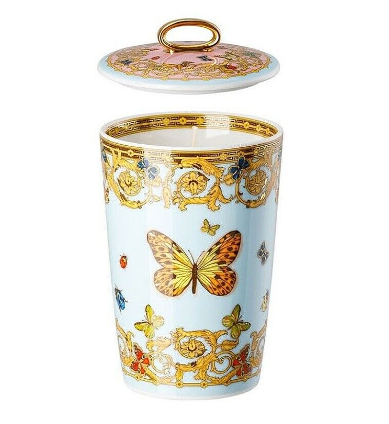 Versace Butterfly Garden Le Jardin Scented Candle Holder With A Ring Handle Lid