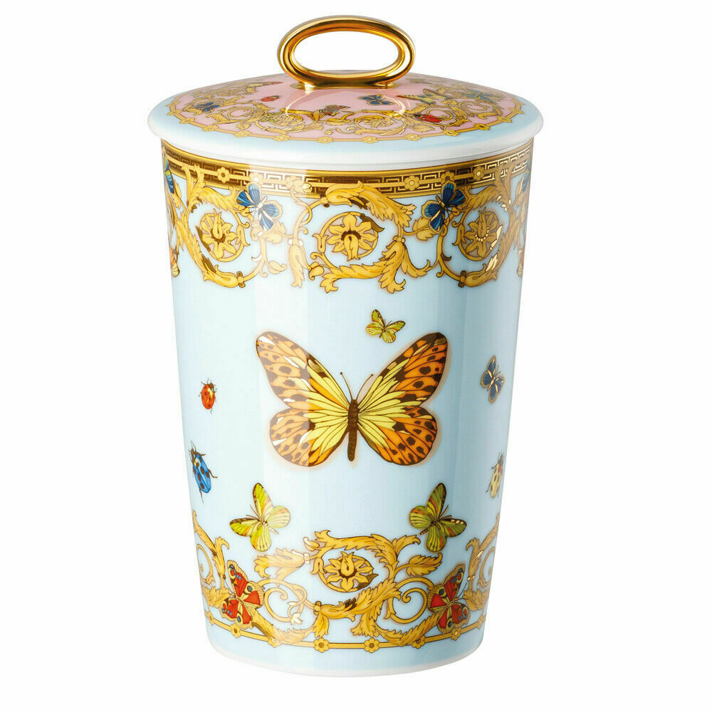 Versace Butterfly Garden Le Jardin Scented Candle Holder With A Ring Handle Lid