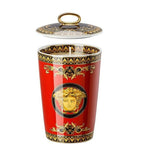 Rosenthal Versace Table Candle Red Medusa With A Ring Handle Lid