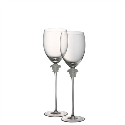 Versace Rosenthal Medusa Lumiere Crystal Water Goblet - Pair