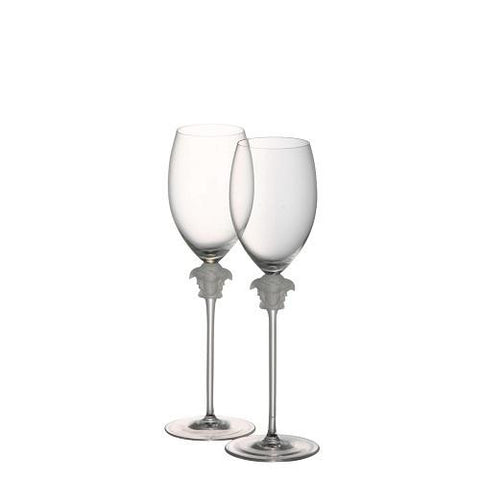 Rosenthal Versace Medusa Lumiere Crystal White Wine Glasses - Pair