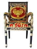Armchair Custom Vanitas in Versace Red Double Lion Velvet Fabric-Same Pattern on Outer Back Seat