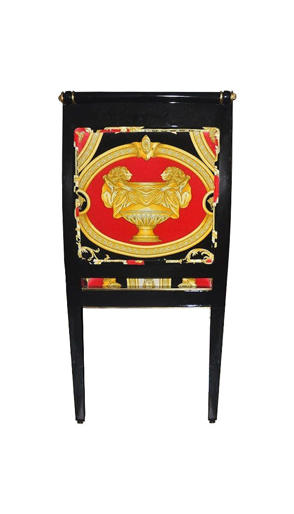 Armchairs Upholstered In Versace Red Double Lion Velvet Fabric - Pair