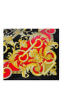 Dining Custom Vanitas Round Table Set For 6  - Armchair in Versace Red Double Lion Velvet Fabric