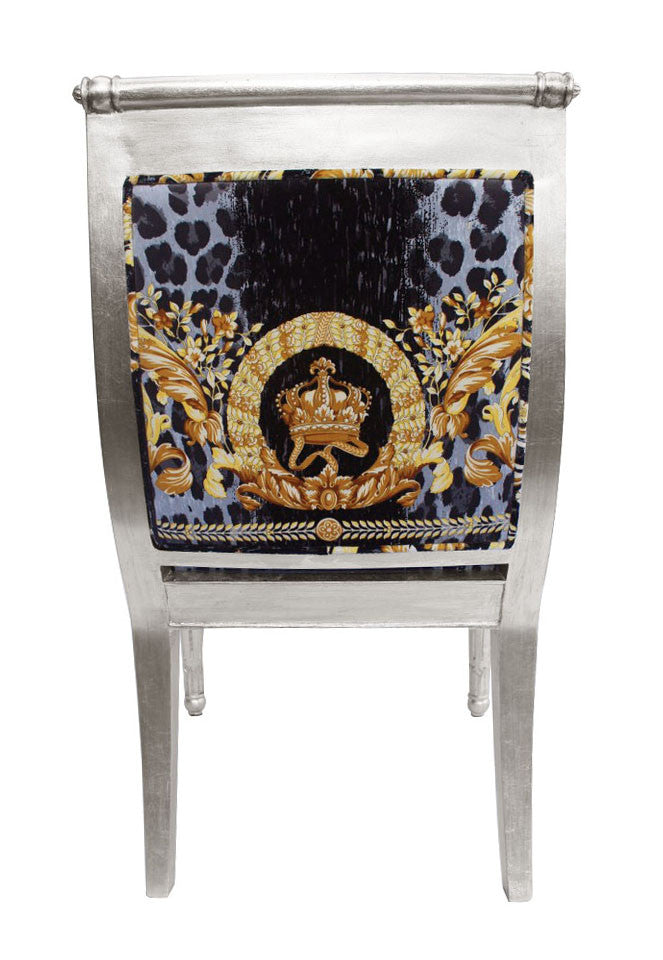 Custom Vanitas Silver Armchair In Versace Vanity Wild Crown Fabric