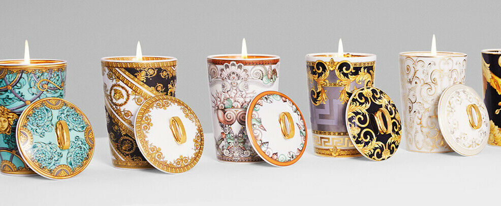 Versace I Love Baroque Scented Table Candle Holder With A Ring Handle Lid