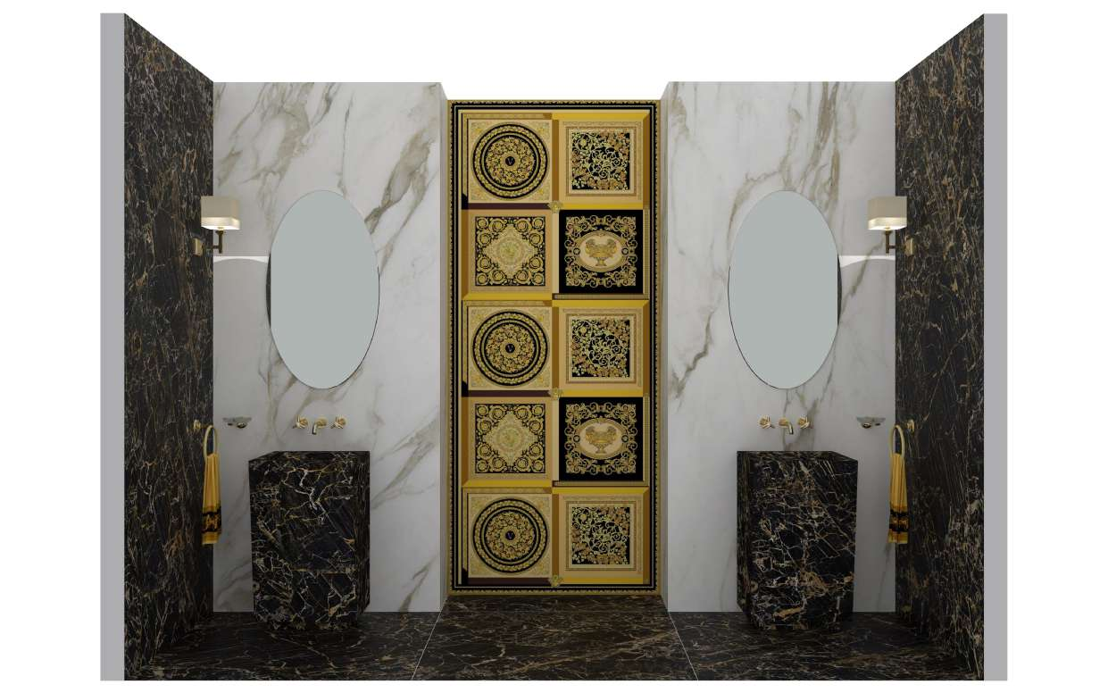 Bathroom Tiles - Versace Bathroom Tiles & Sink - Project Foulard