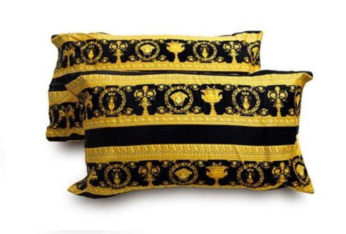 Versace Baroque & Robe Black Medusa King Size Pillow Cases - Pair