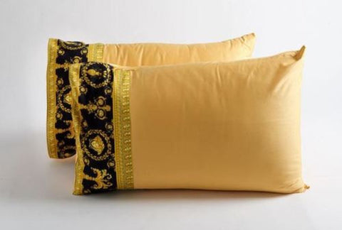 Versace Baroque & Robe Medusa Queen Size Bed Duvet Cover + Sheet 4-Piece Set Black