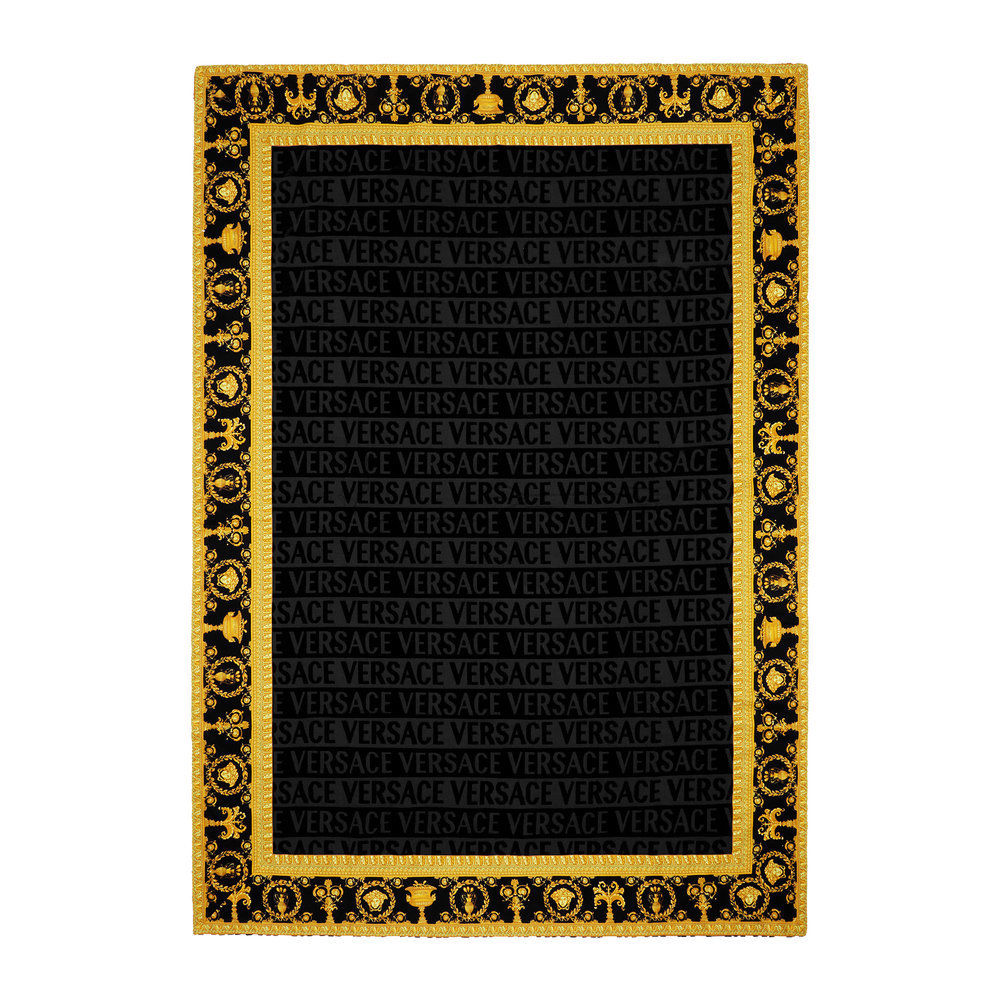 Versace Baroque & Jacquard Medusa Beach/Bath Towel Black-  195 cm x 145 cm