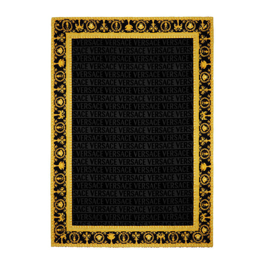 Versace Baroque & Jacquard Medusa Beach/Bath Towel Black-  195 cm x 145 cm