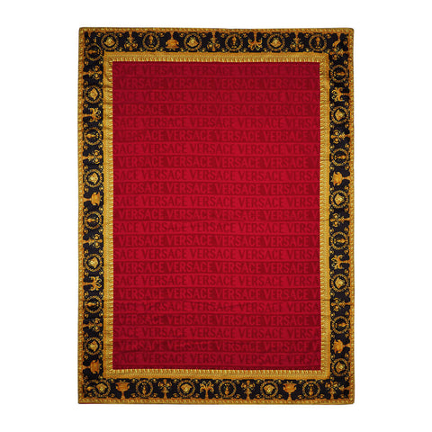 Versace Baroque & Robe Jacquard Medusa Beach/Bath Towel Red-  195 cm x 145 cm