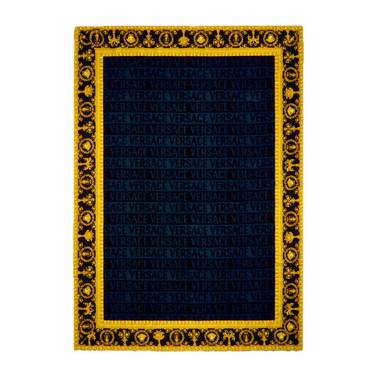 Versace Baroque Jacquard Medusa Blue Beach/Bath Towel - 195cm x 145cm