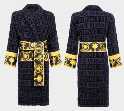 Versace Baroque Medusa Bathrobe - Dark Blue