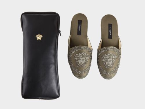 Versace Baroque Medusa Slippers with Case - Size 35 - Green