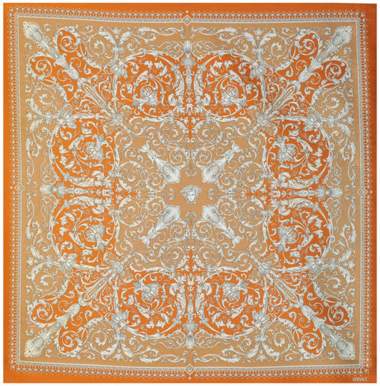 Versace Upholstery Fabric Baroque Orange Silk Panel 140cm x 140cm