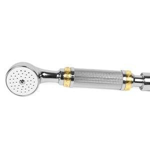 Versace Gold and Chrome Four-Hole Bathtub Side Set with Pull-Out Shower Hose and Faucet Column Overflow Unit