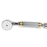 Versace Gold and Chrome Four-Hole Bathtub Side Set with Pull-Out Shower Hose and Faucet Column Overflow Unit