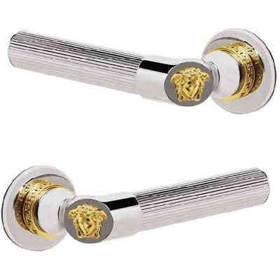 Versace Gold and Chrome Paired Door Handles