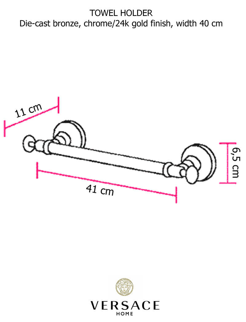 Versace Gold and Chrome Towel Holder Rod 60cm