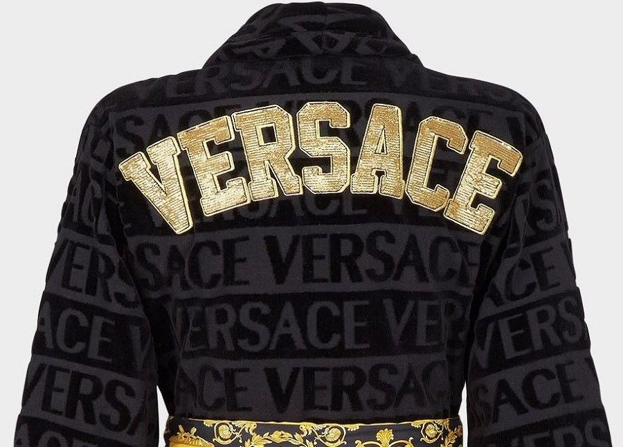 Versace Barocco-panel Logo Devoré Robe - Farfetch