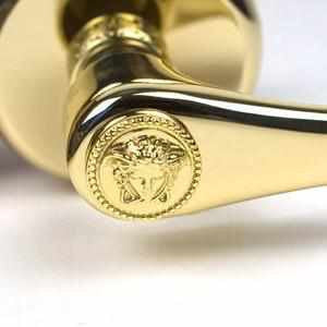 Versace Gold 4-Hole Bathtub Side Set With Pull-out Shower Hose and Faucet Column Overflow Unit