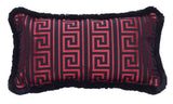 Pair Versace Greek Key Jacquard Throw Pillow/Cushions -Black Red 50cm x 50cm Plus FREE Matching Rectangular Greek Key Jacquard Cushion
