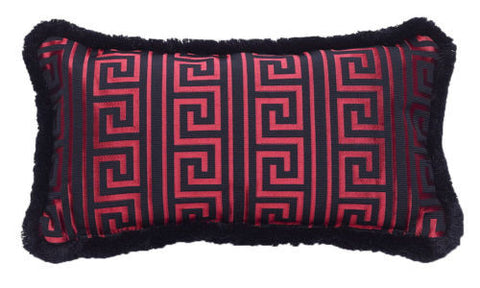 Versace Greek Key Jacquard Pillow 3-Piece Set -Black Red Rectangular 25cm x 45cm