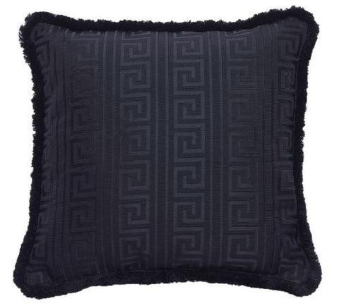 Versace Greek Key Jacquard Square Pillow - 50cm x 50cm - Black