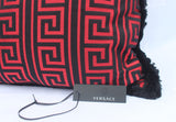 Pair Versace Greek Key Jacquard Throw Pillow/Cushions -Black Red 50cm x 50cm Plus FREE Matching Rectangular Greek Key Jacquard Cushion