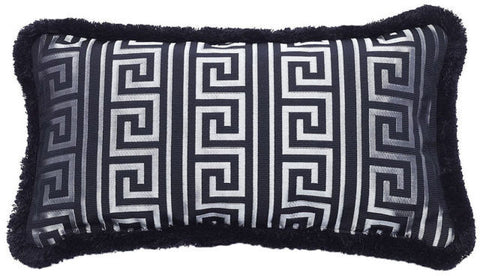 Versace Greek Key Jacquard Pillow-Silver Black-25cm x 45cm