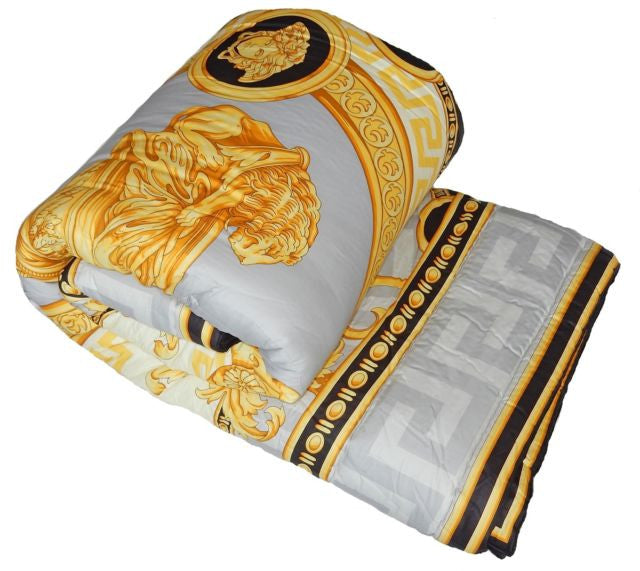 Versace La Coupe De Dieux Baroque Medusa King Size Comforter Grey Black