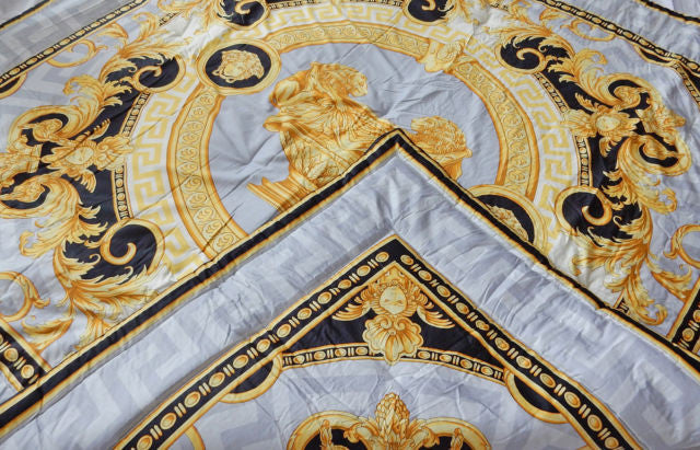 Versace La Coupe De Dieux Baroque Medusa King Size Comforter Grey Black